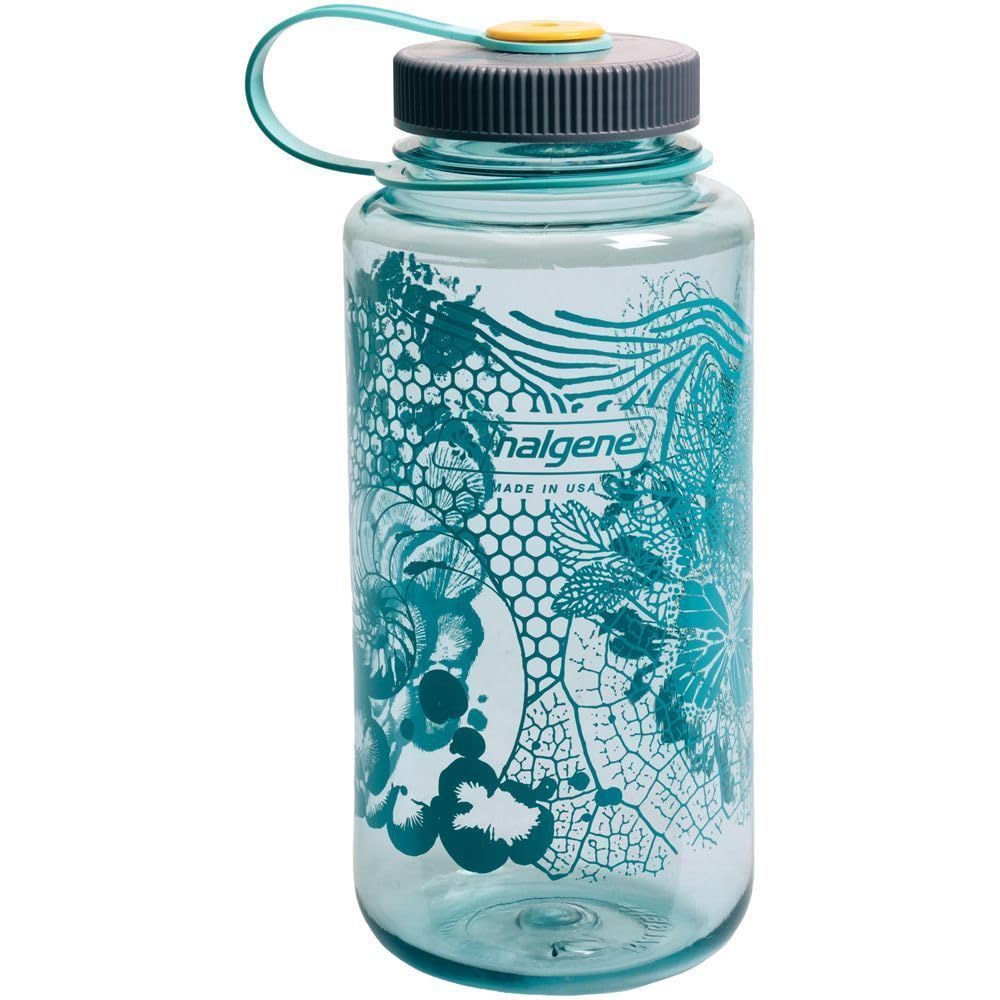 Nalgene 32 oz Wide Mouth Water Bottle | BPA-Free, Durable & Leak Proof- Biomorphism Seafoam