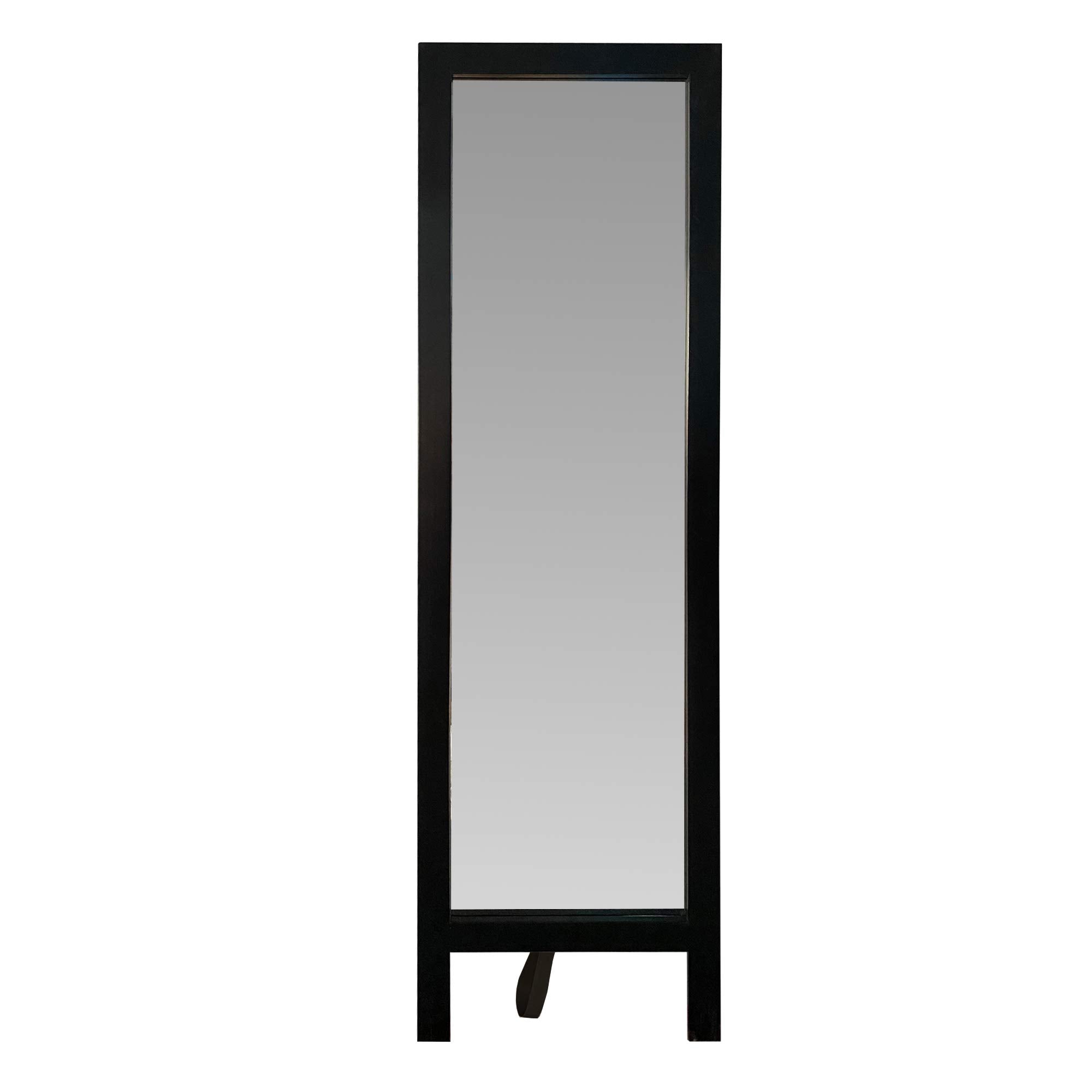 The Urban Port Floor 65-Inch Rectangle Wooden Cheval Full Length Standing Mirror with Easel Legs, Black (UPT-228544)