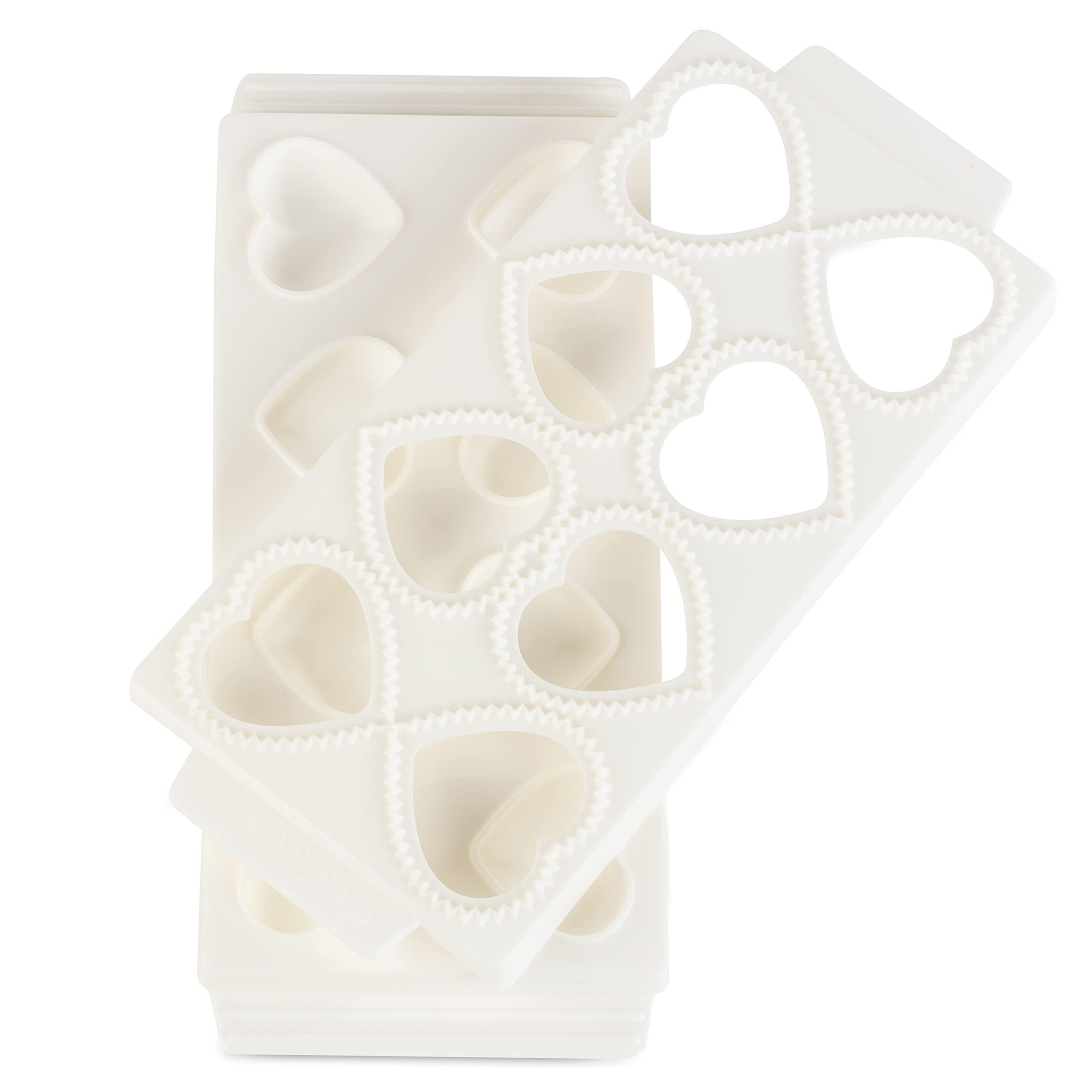 Mini Heart Ravioli Molds (2 Pk)- Homemade Filled Pasta Maker- 2 Pc Tray & Press Makes 8 Stuffed Raviolis At A Time, Easy To Use