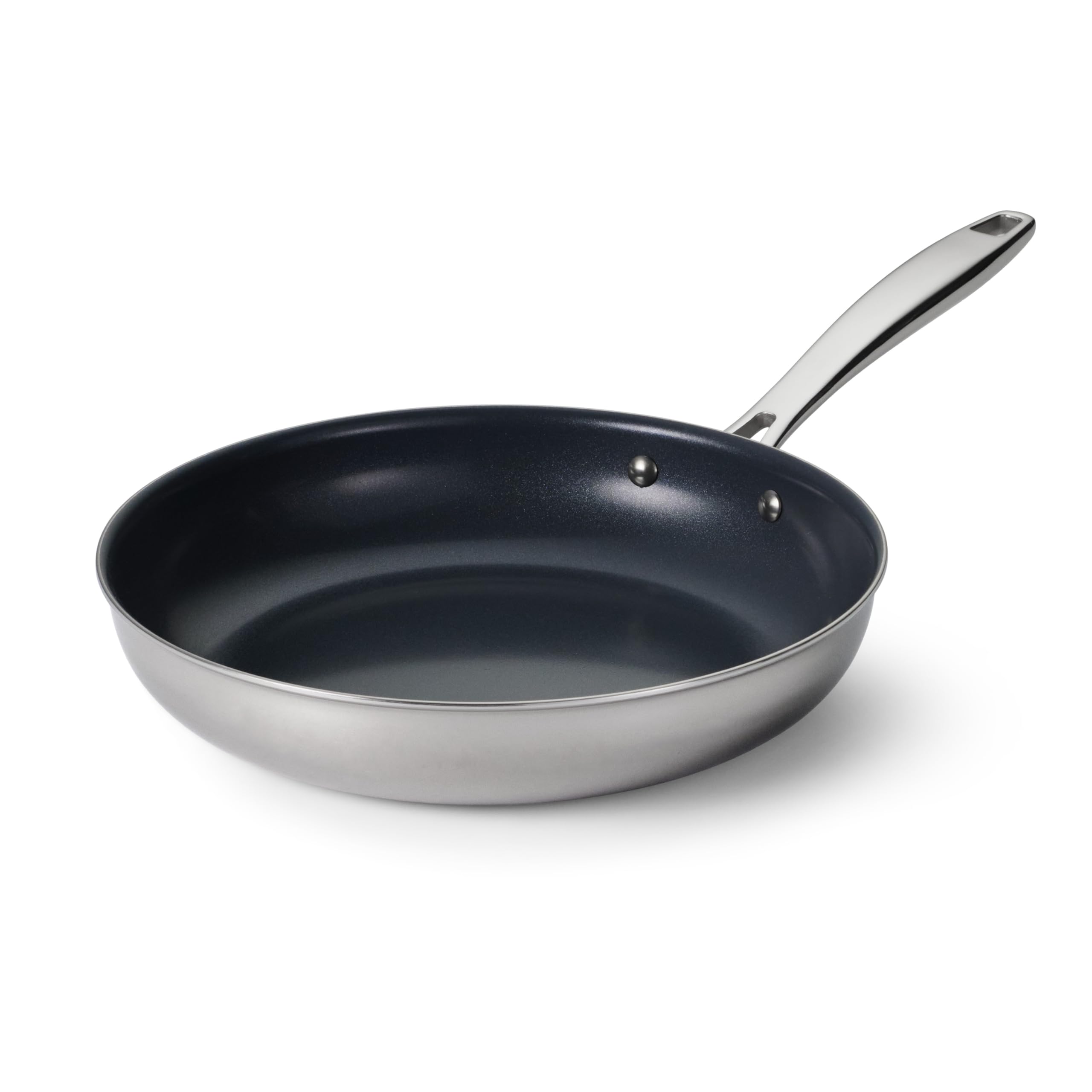 Tramontina Seattle 10-Inch Tri-Ply Clad Stainless Steel Frying Pan with Ceramic Non Stick Interior, Induction-Ready Nonstick Ski