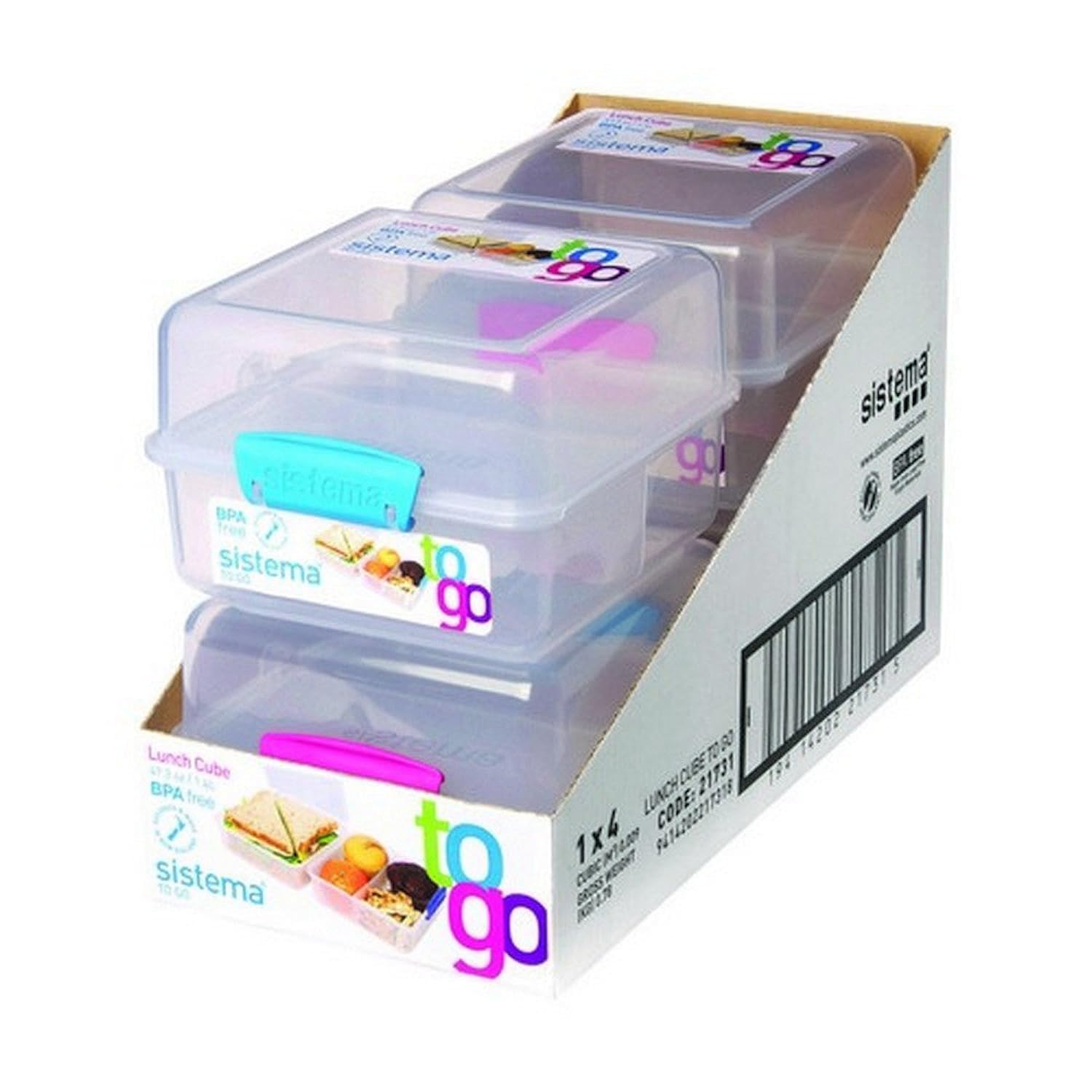 4/Pack Klip It Lunch Cube Clr6C