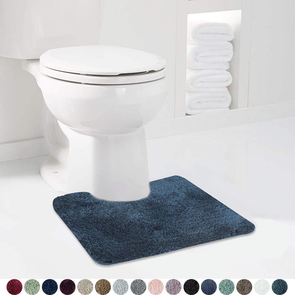 Walensee Bath Rug Set (Navy) - 2 Piece Shaggy U Shape Contour & Bathroom Rug - Absorbent, Non-Slip, Machine Washable, Heavy Weig
