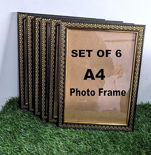 Stuthi Arts Set Of 6 A4 Size Photo Frames (8.3 X 11.7 Inches) With Stylish Pattern, Wall Hanging Frames For Certificate, Photos 