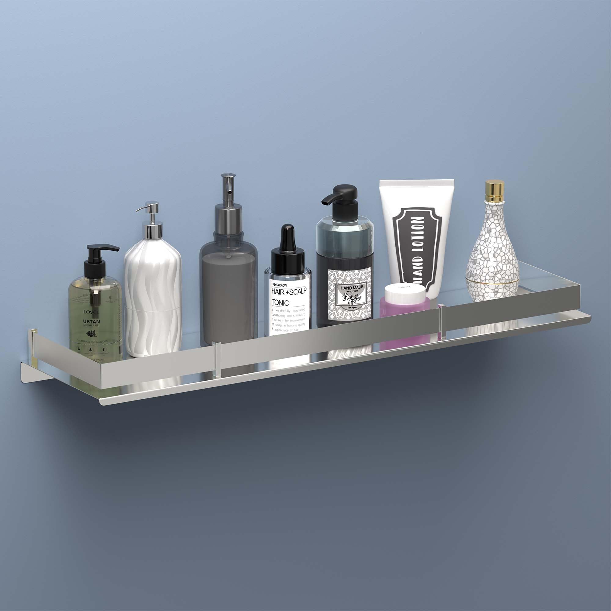 Kuber Industries 5X18 Inch Stainless Steel Multipurpose Shelf For Organizer | Stand For Wall | Toilet Self Rack For Soap & Shamp