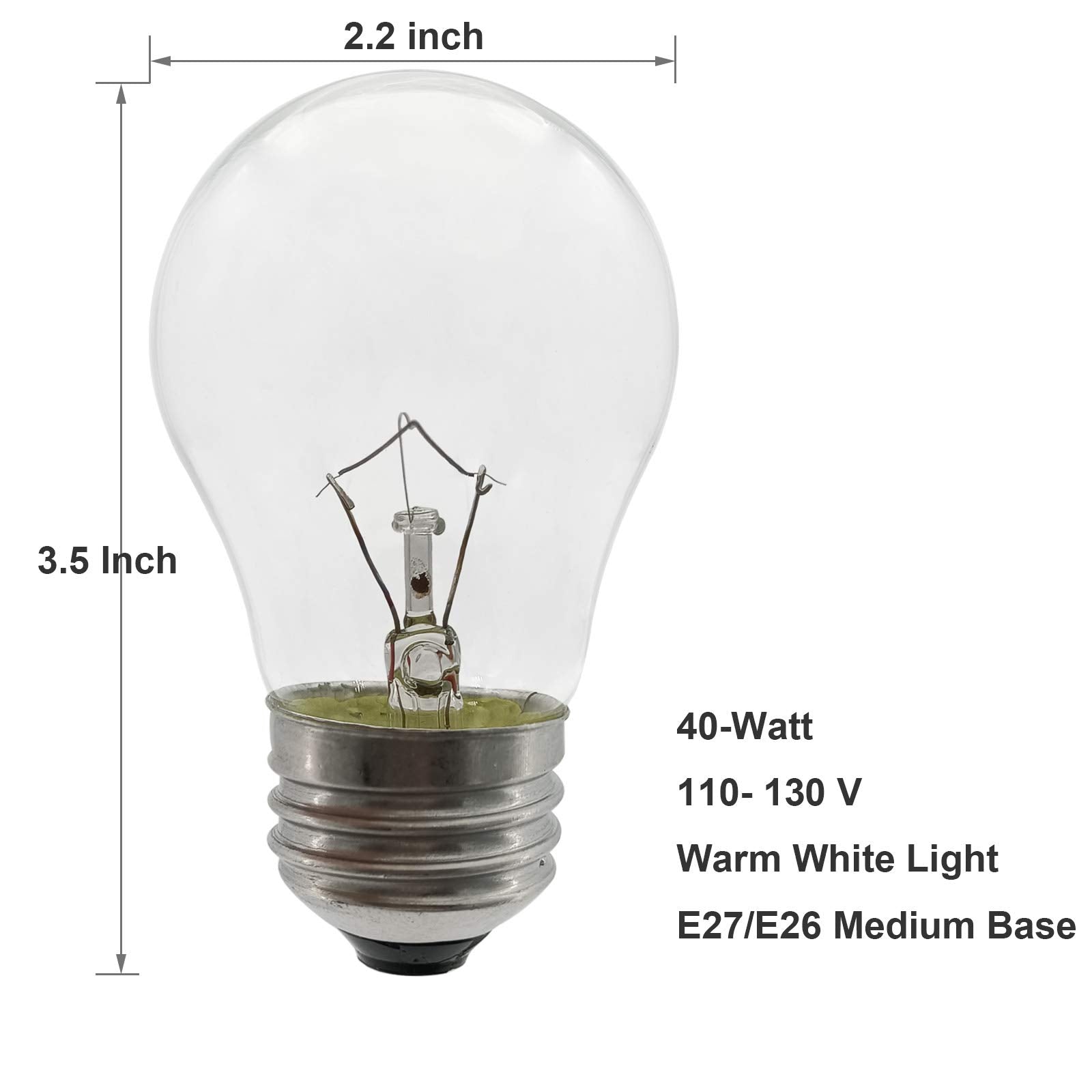Salphines Oven Light Bulb 40 Watt Appliance Light Bulb, High Temperature 300 Degree Resistant Appliance Bulb For Oven, Stove, Re