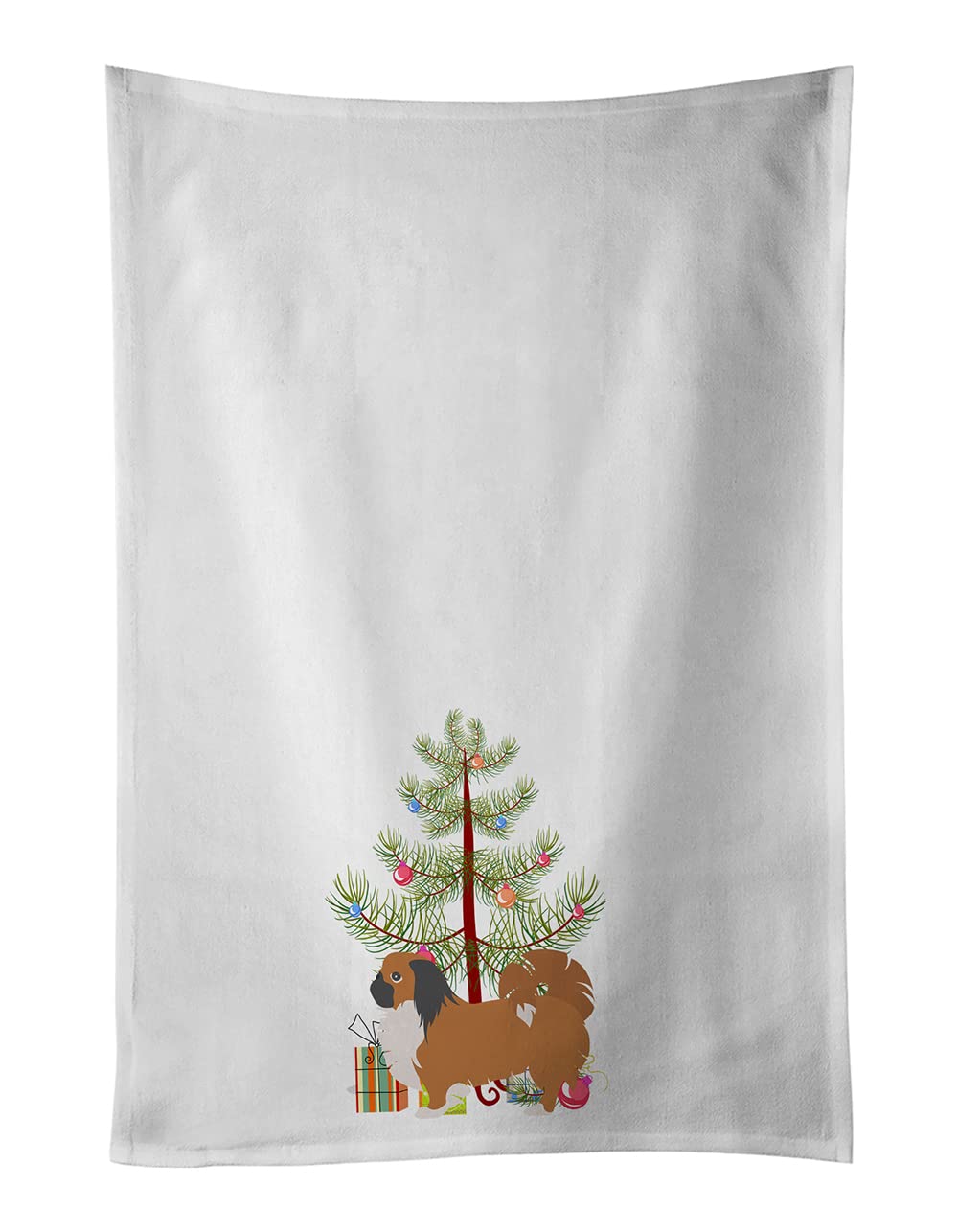 Pekingese Merry Christmas Tree White Kitchen Towel Set of 2