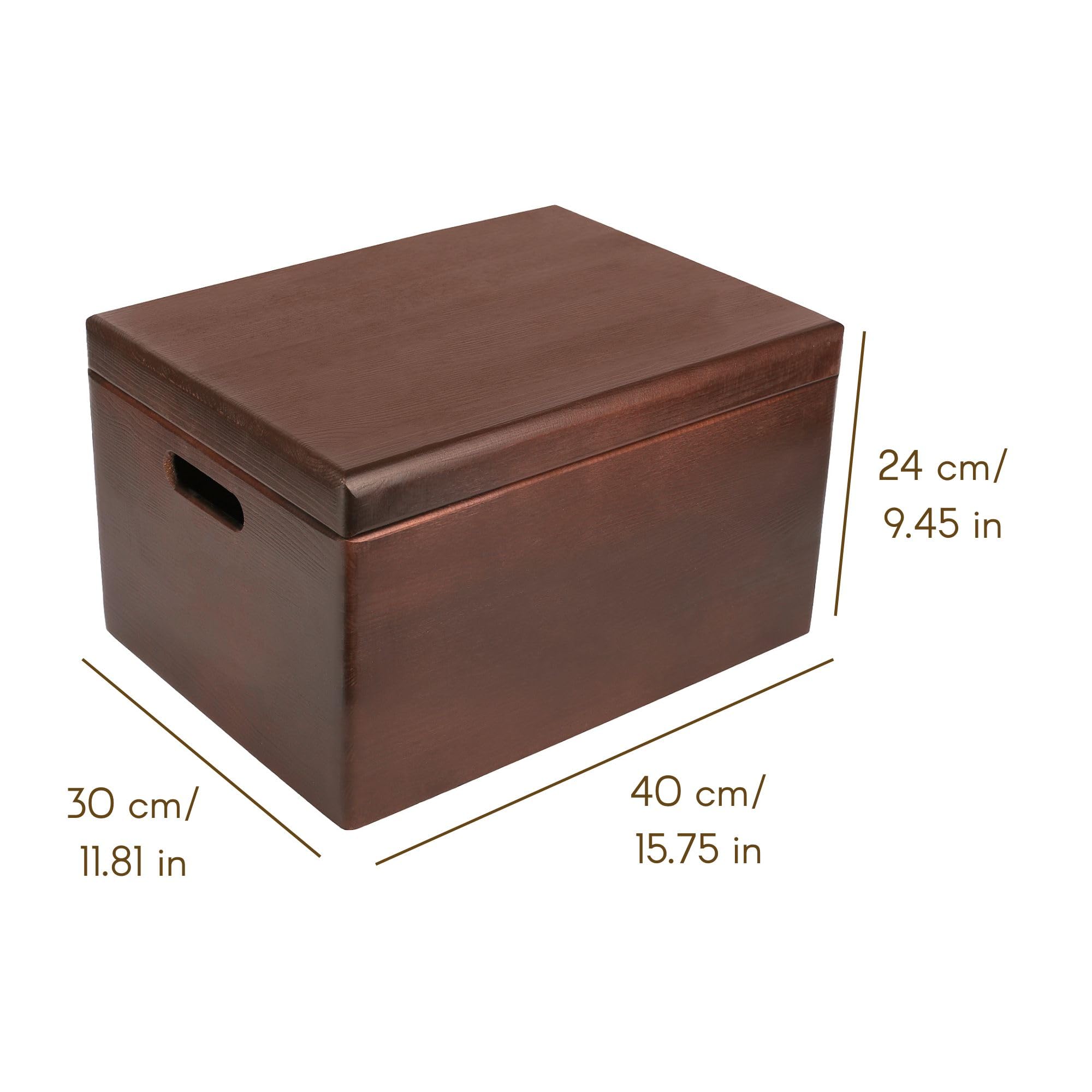 Creative Deco Large Brown Wooden Box Storage with Hinged Lid | 15.8 x 11.8 x 9.44 inches (+-0.5) | Gift Box Storage Document | W