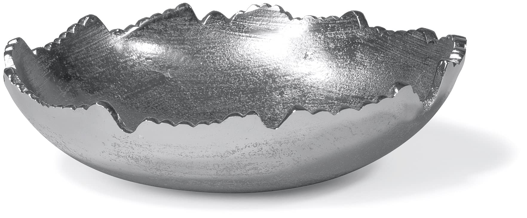 Red Co. 8.75    Silver Moon Decorative Metal Torn Hammered Asymmetrical Centerpiece Bowl with Pointed Edges