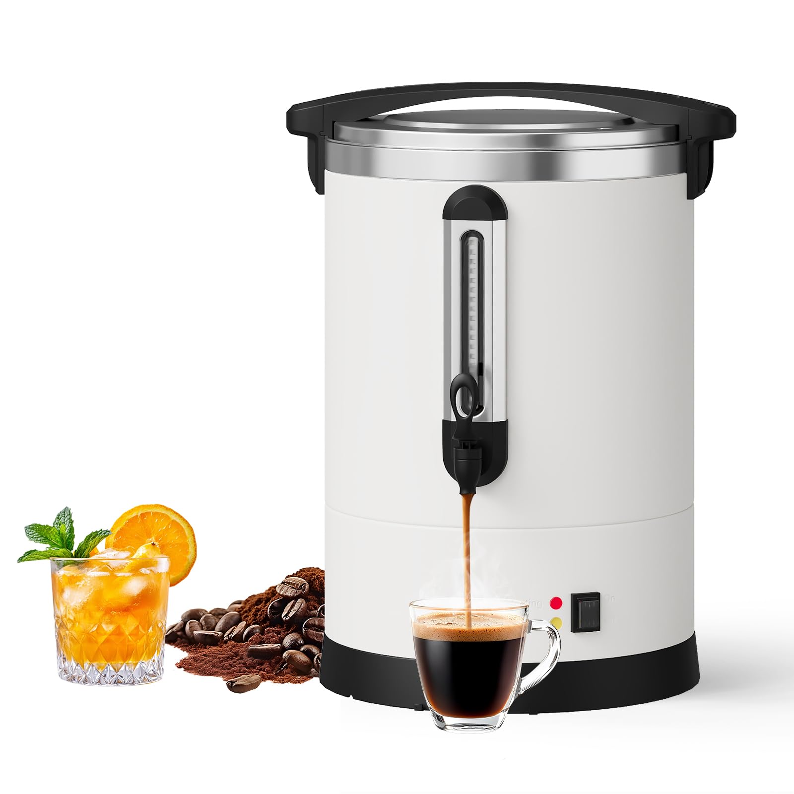 GarveeTech Commercial Coffee Urn - Double Wall Stainless Steel Hot Beverage Dispenser, Fast Brewing High Volume Coffee Maker for