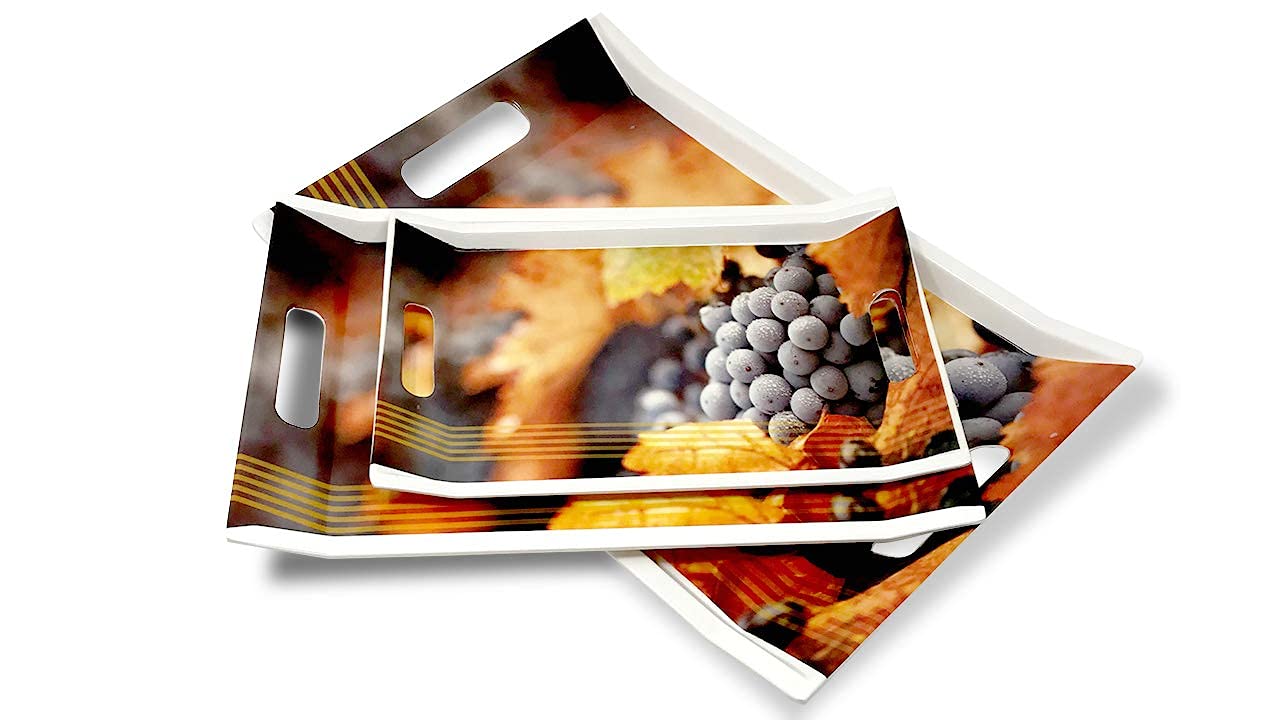 FEDOY Melamine Villori Series Serving Tray (Small, Medium and Large Size, Multicolor) - Set of 3