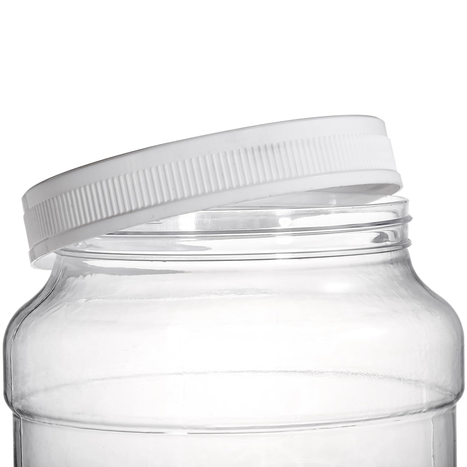 Okllen 4 Pack 80 Fl Oz 5/8 Gallon Clear Plastic Jars With Lids, Large Empty Storage Gallon Containers Round Canisters For Nut, S