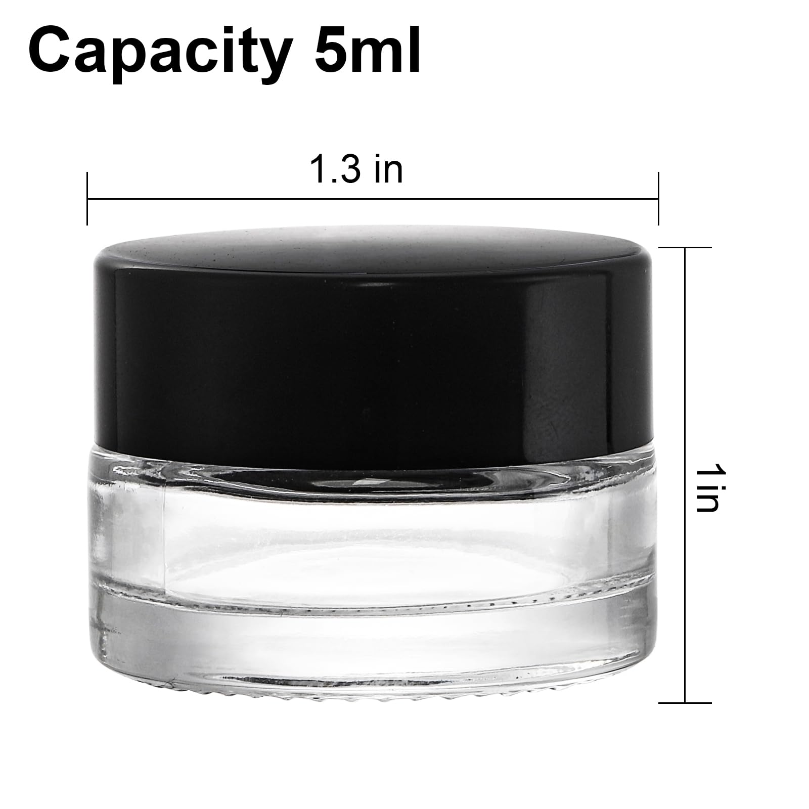 Coloch 90 Pack 5Ml Empty Glass Jars With Black Lid, Clear Airtight Cosmetics Container Bulk Refillable Tiny Sample Jar For Cosme