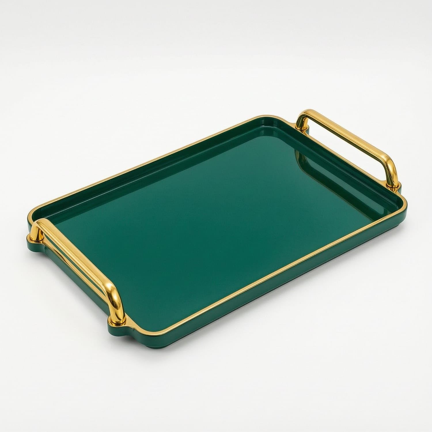 Zoomella Glossy Serving Tray With Handles Lightweight Decorative Tray With Handles Easy To Clean Modern For Home Decorators, Hos