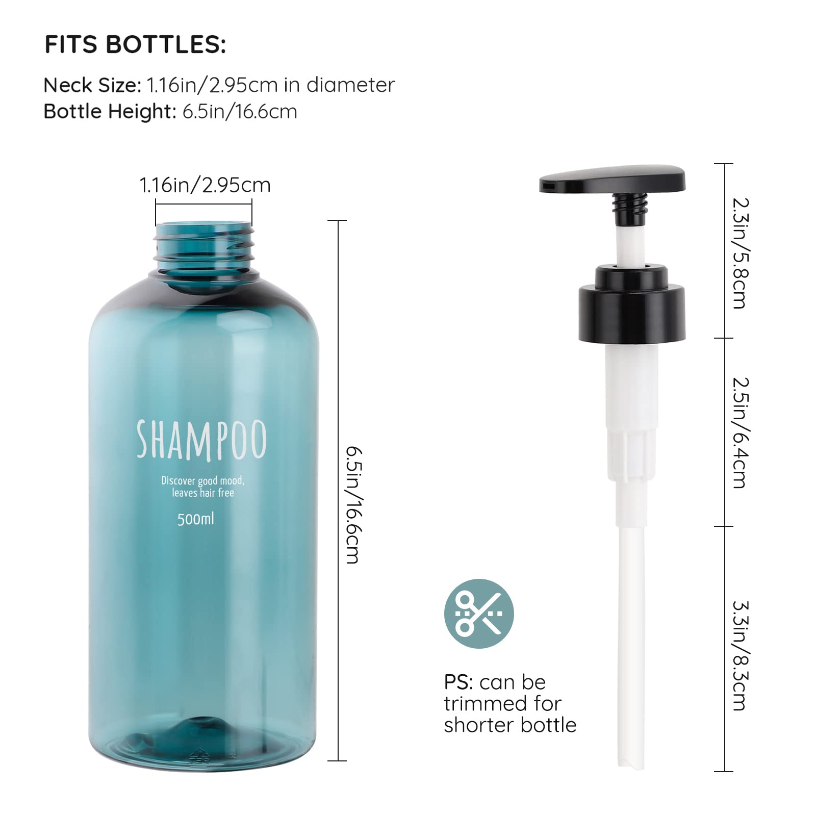 Shampoo Bottles With 2 Extra Pumps, Segbeauty 3Pcs 16.9Oz Bathroom Shampoo And Conditioner Dispenser With Funnel, 500Ml Empty Pl