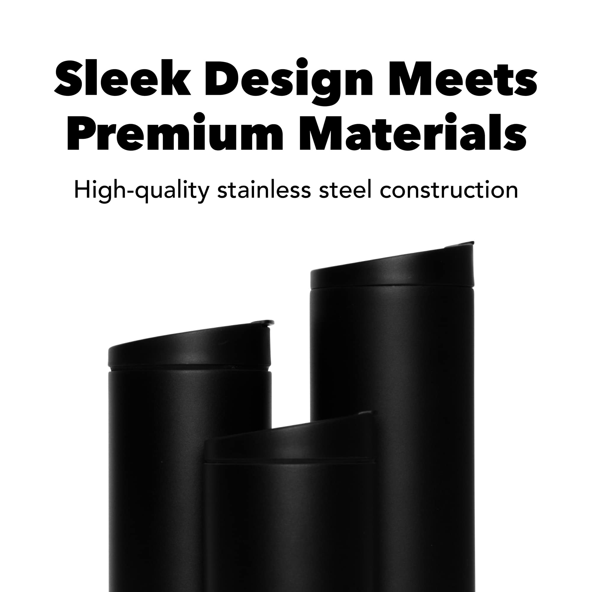 Miir, Flip Traveler, Double-Wall Vacuum Insulated With Leakproof Lid, Bpa-Free Stainless Steel Construction, Black, 16 Fluid Oun