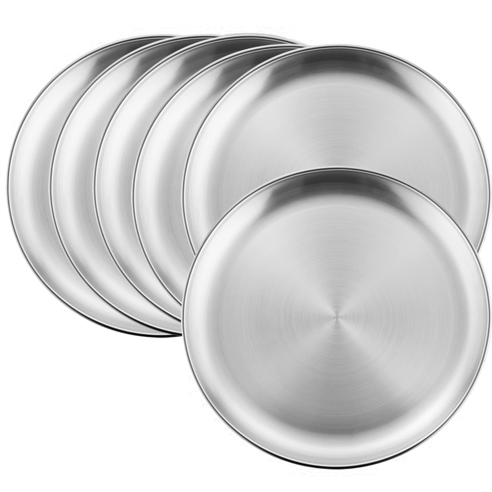 Haware 6-Piece 18/8 Stainless Steel Plates, Metal 304 Dinner Dishes For Kids Toddlers Children, 10 Inches Feeding Serving Campin