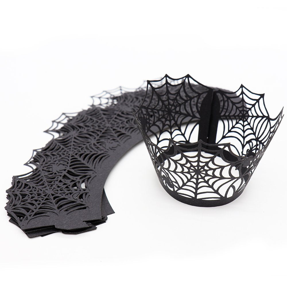 Binaryabc Halloween Cupcake Wrappers,Spider Web Cupcake Wrapper,Halloween Party Decorations Supplies 36Pcs