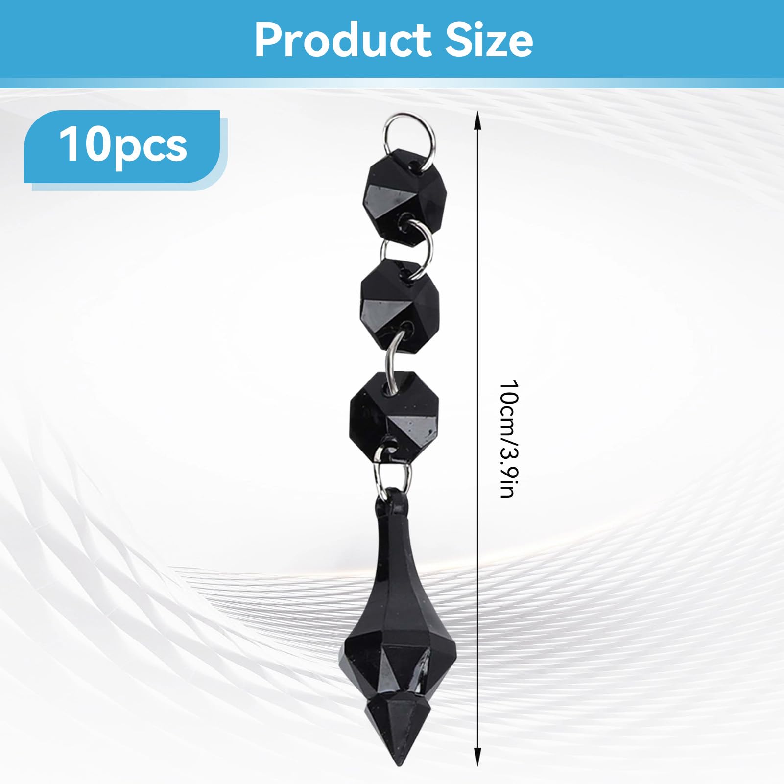 Agatige 10PCS Hanging Crystals, 10cm Crystal Chandelier Prisms Replacement Black Chandelier Crystal Prisms Pendants Crystal Pend