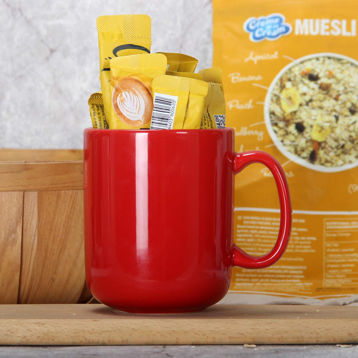 Smilatte 20 Oz Large Coffee Mug, M016 Plain Ceramic Boss Big Tea Cup With Handle For Dad Men, Red