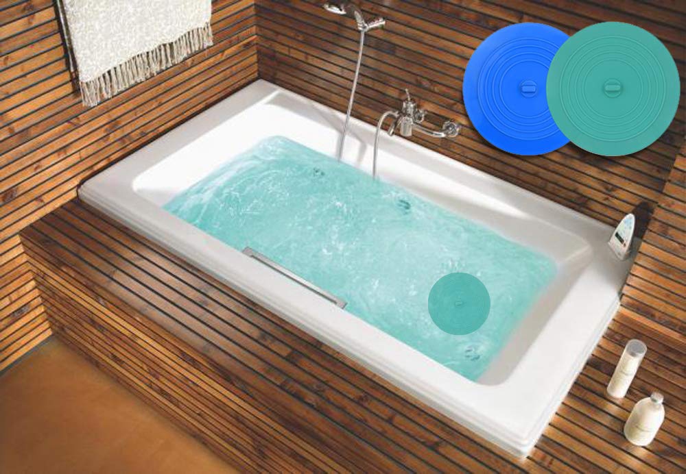 V-Top Tub Stopper 2 Pack, 6 Inches Large Silicone Drain Plug Hair Stopper Flat Suction Cover, Bathtub Accessories For Kitchen Ba