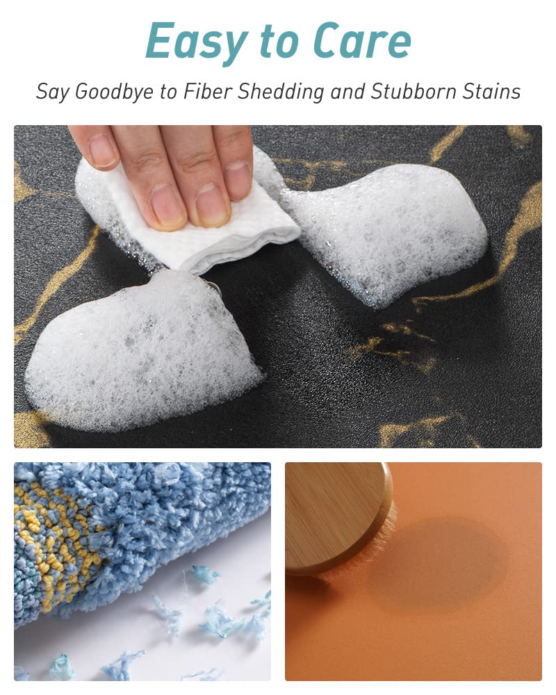 COCOER Bath Mat Runner Bathroom Rug Bathroom Mat Absorbent Stain Resistant-Rubber Backed Thin Bath Mats for Bathroom Non Slip Quick Dry-Bath Rug for Bathroom Black Golden Long 17?x59?