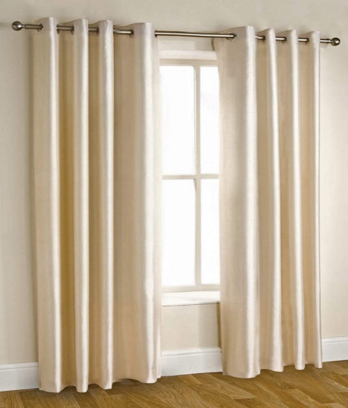 Homefab India Pack Of 1 Royal Silky Cream Long Door Curtain With Stainless Steel Eyelets - 8 Feet