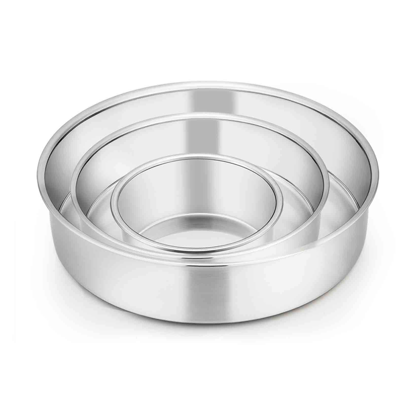 Teamfar Cake Pan, 4 ' ' / 6 ' ' / 8 ' ', Stainless Steel Round Baking Tier Cake Pans Set, For Baking Steaming Serving, Healthy &