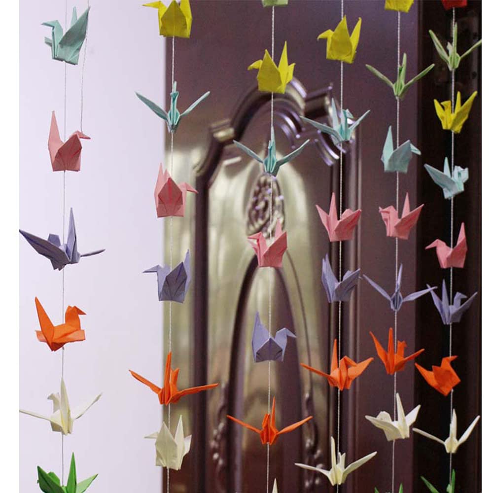 Colorful Paper Crane Hanging Garlands ((3Stringsx 3.3Ft), Origami Birds Streamers For Bridal Shower, Baby Shower Birthday Party