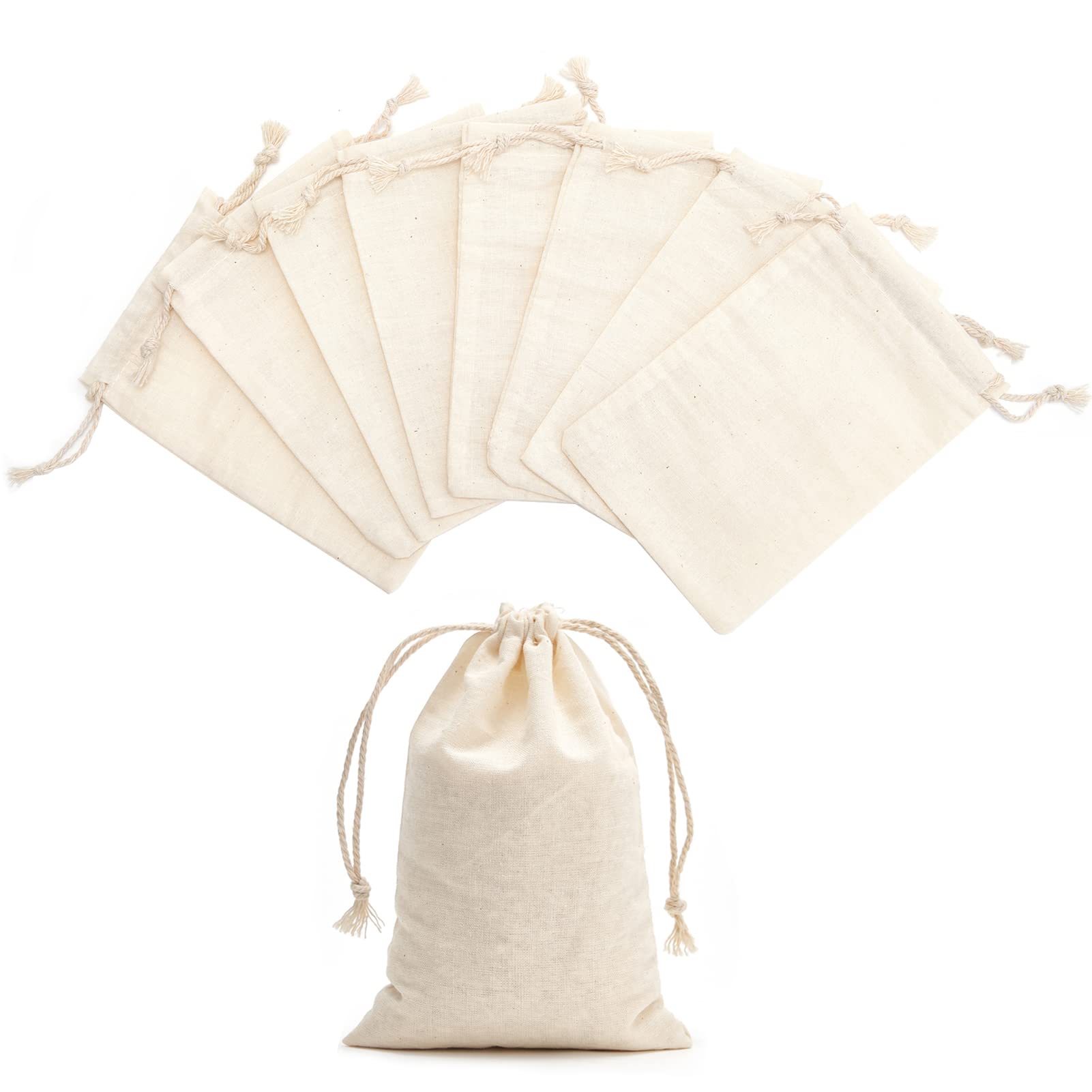 Tendwarm 50 Pieces 4X6 Inches Cotton Drawstring Bags Reusable Muslin Sachet Bag For Party Wedding Storage Home Supplies