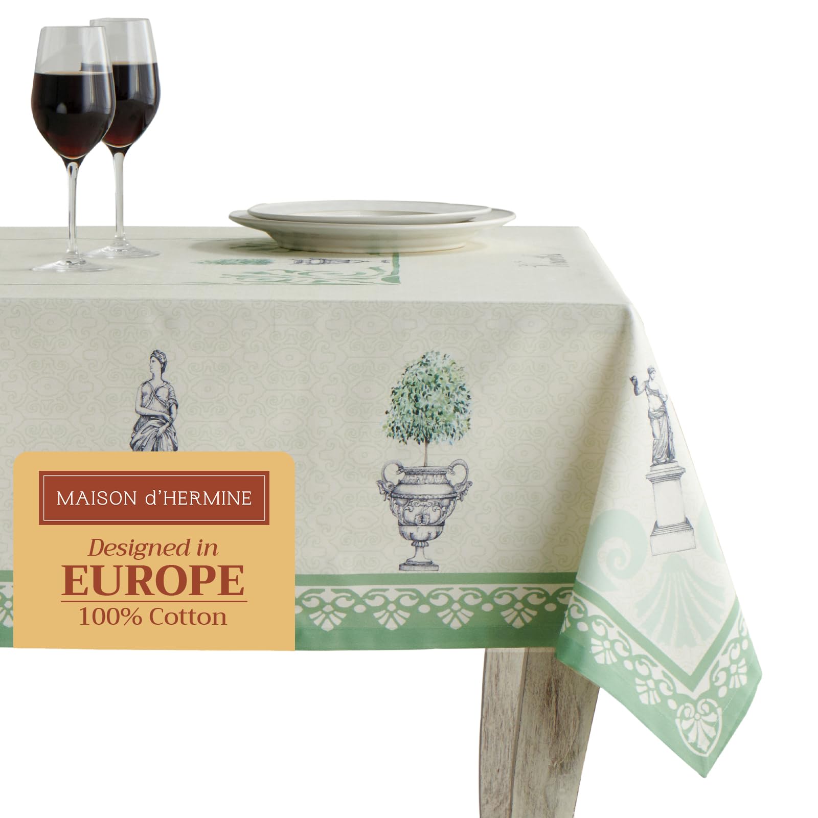 Maison D' Hermine Jardin Du Roy 100% Cotton Tablecloth Kitchen Dining Table Cloth For Rectangle Tables Farmhouse Tabletop Cover