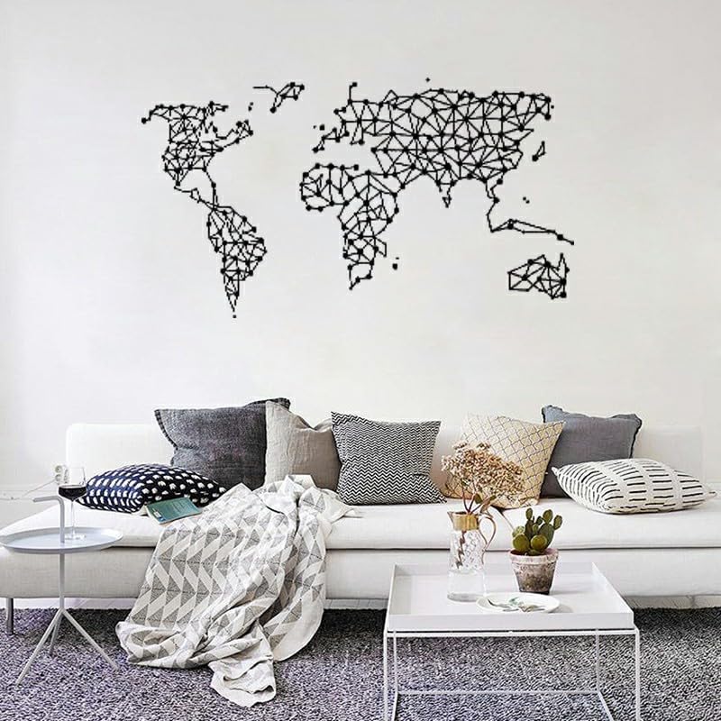 Gadgets Wrap Wall Decal Vinyl Sticker Points And Lines World Map For Office Home Wall Decoration