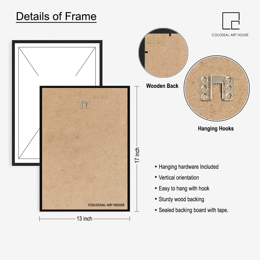 COLOSSAL ART HOUSE Be Kind Black & White Motivational Quote Frames Framed Poster for Home and Office Wall Dcor (Large, 13x17 Inc