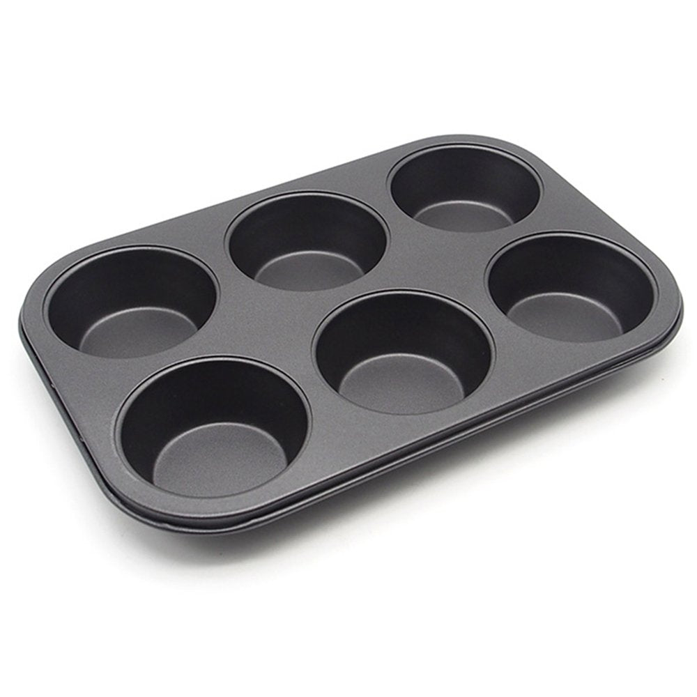 Hytk Muffin Pan 6 Cup Cupcake Baking Pan No Stick Carbon Steel Easy Clean