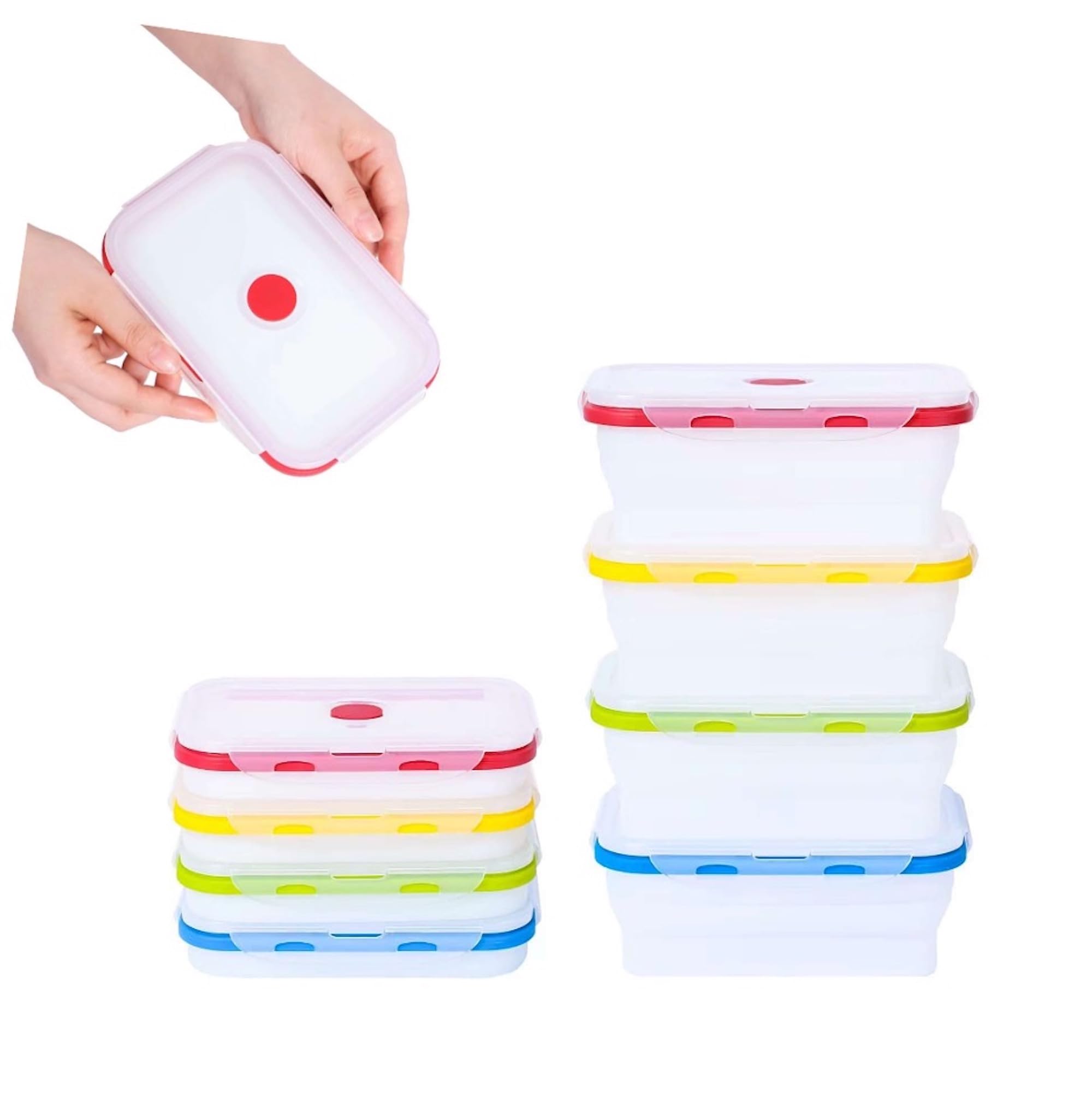 Ecoberi Collapsible Silicone Food Storage Containers, Bpa Free, Microwave, Freezer And Dishwasher Safe, Lunch, Meal Prep, Travel