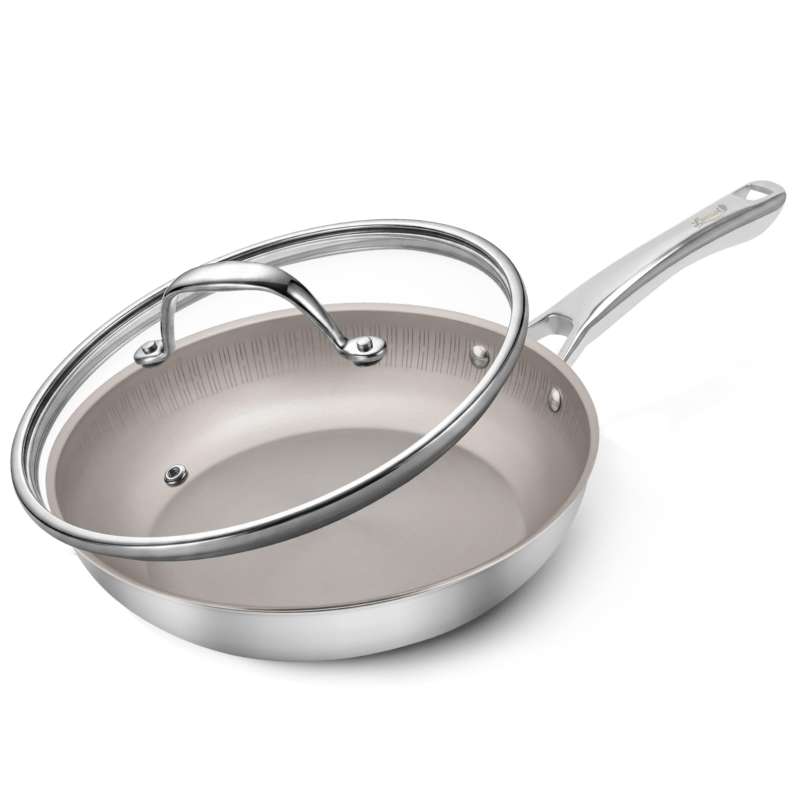 Lvmol Titanium Frying Pan with Lid 10.25 Inch, No Coating Titanium Skillet
