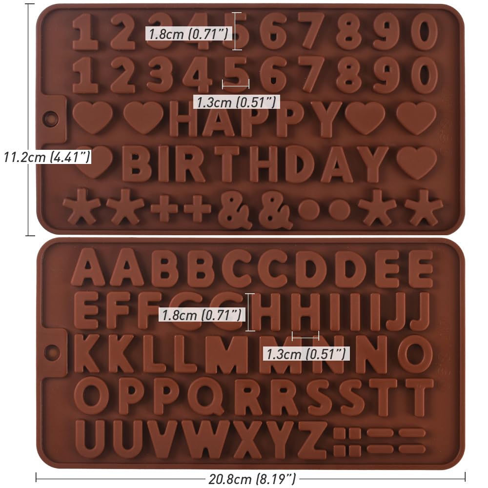 Newk Letter and Number Chocolate Silicone Molds ?4 Packs Silicone Molds for Birthday Cake Decorations Symbols
