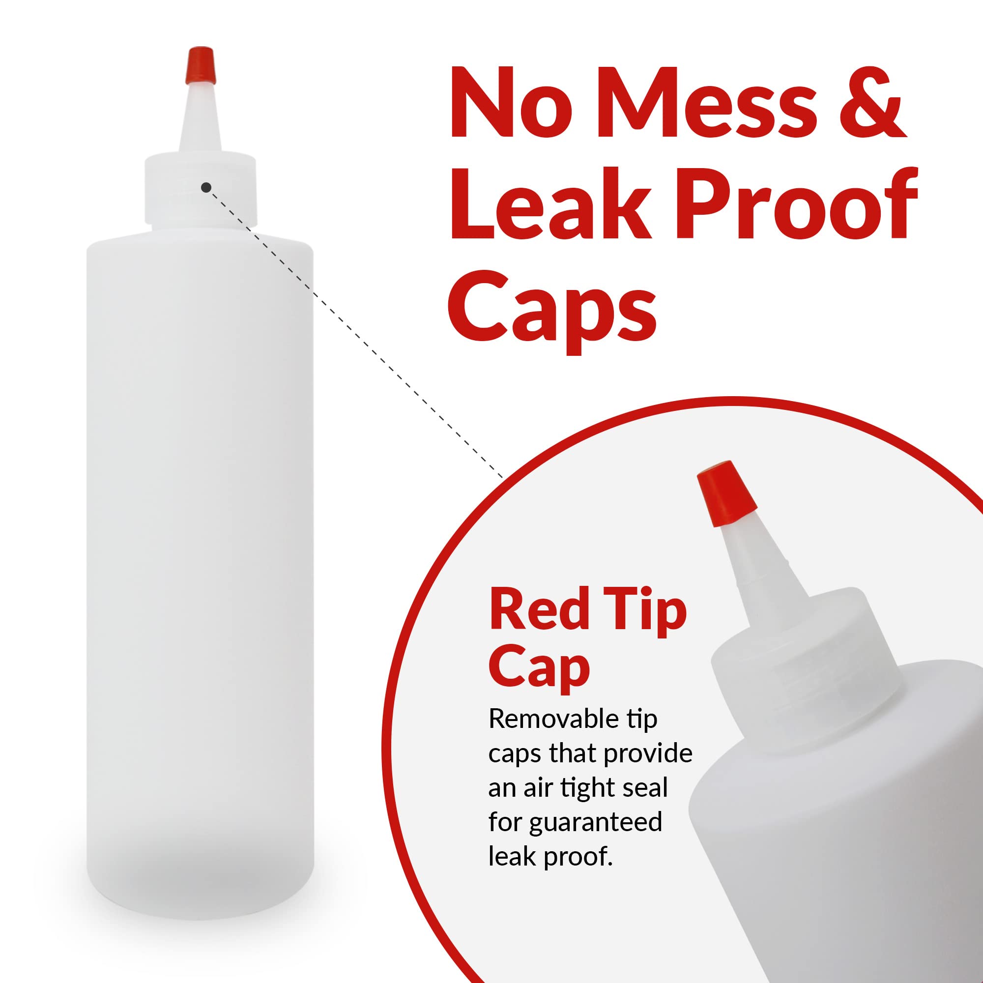 Reli. Plastic Squeeze Bottles, 16 Oz. | 10 Pack | Condiment Squeeze Bottles For Sauces | Clear W/Red Tip Cap | 16 Ounce Hot Sauc