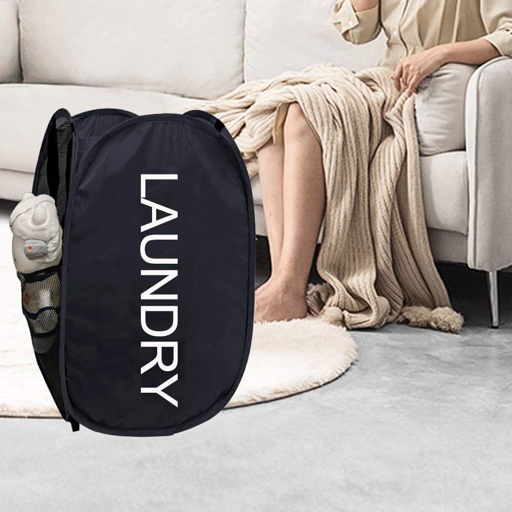 Aplter Collapsible Laundry Basket Foldable Laundry Hamper Pop Up Basket Dirty Clothes Hamper For College Dorm, Travel, Cruise, H