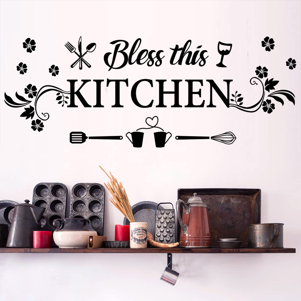 Kitchen Wall Decor Sticker Kitchen Quotes Bless This Kitchen Wall Decals Flower Art Removable Diy Vinyl Wall Stickers For Kitche