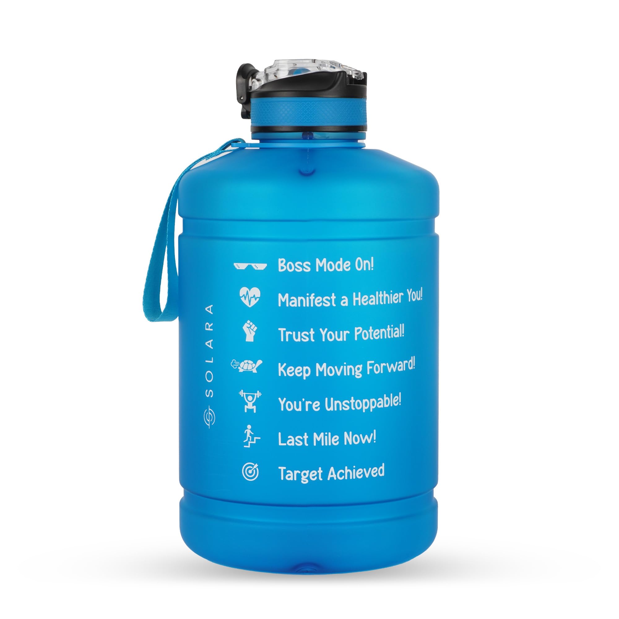 Solara 1 Gallon Water Bottle With Handle And Motivational Time Marker, Sipper Bottle For Adults, Water Bottle For Gym, Office,Tr