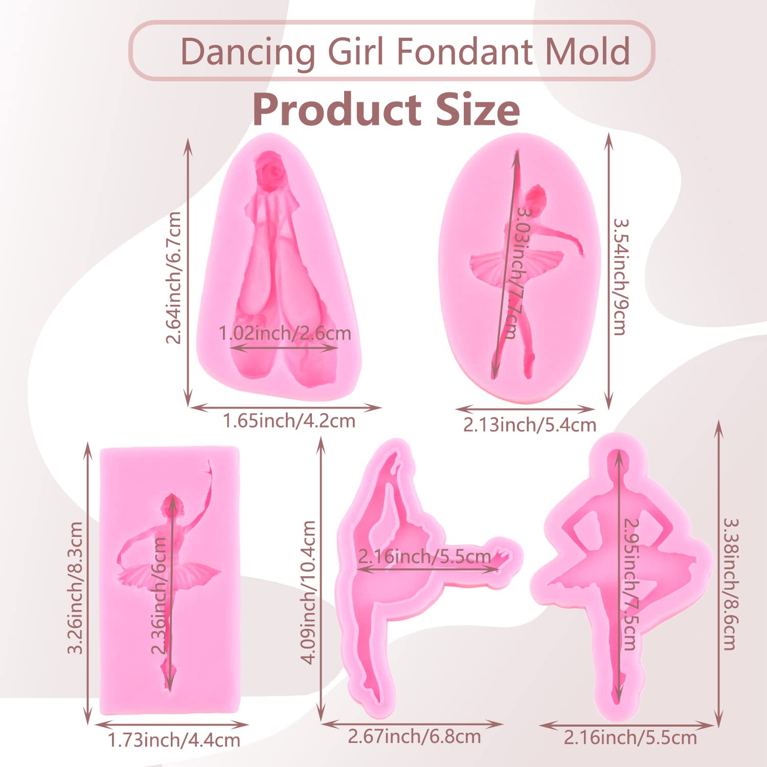 Miyahouse Ballet Dancer Silicone Molds Ballet Shoes Fondant Mold For Cake Decoration Chocolate Candy Polymer Clay Cupcake Topper