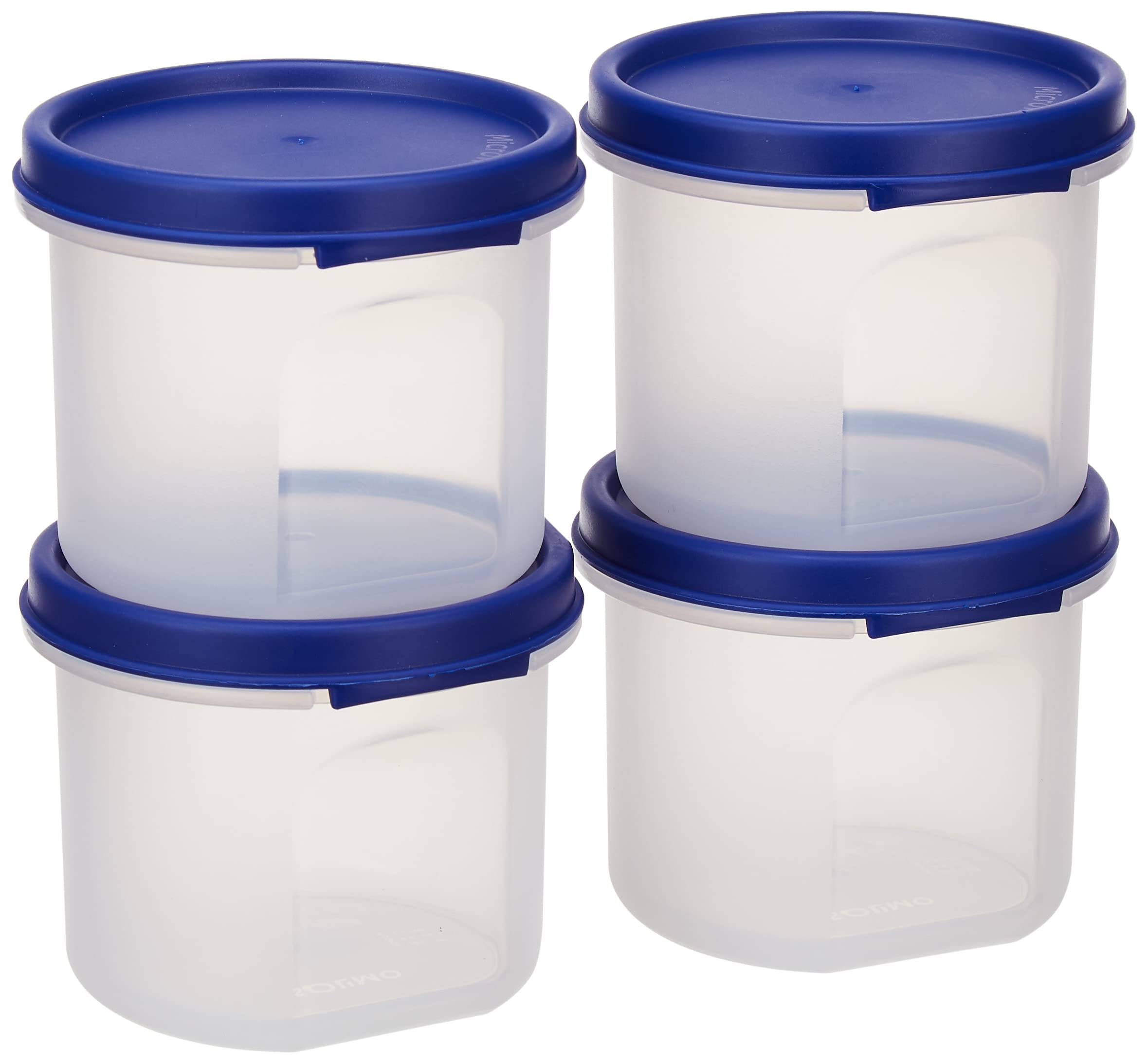 Amazon Brand  Solimo Plastic Slim Storage Container,Set Of 4(285 Ml Each),Blue