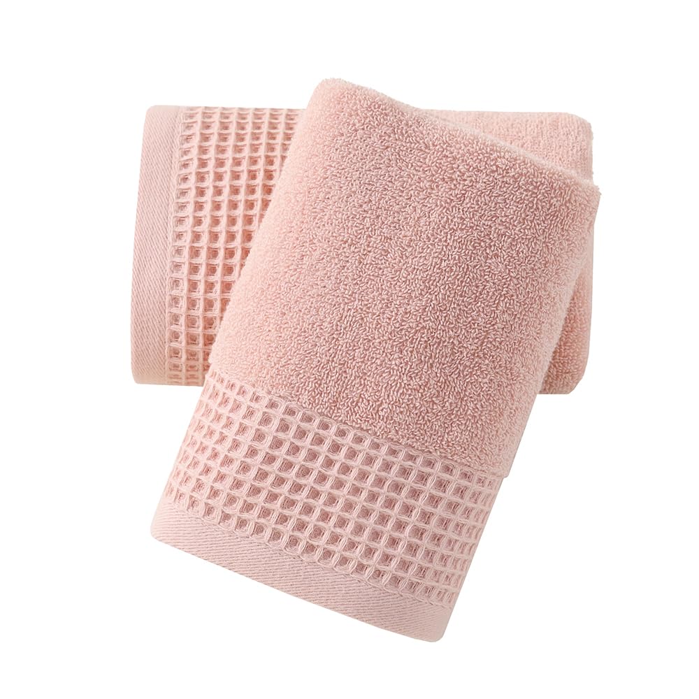 Sense Gnosis Pink Hand Towels Set Of 2 Soft 100% Cotton Waffle Pattern Decorative Highly Absorbent Hotel Bathroom Hand Towel 13X