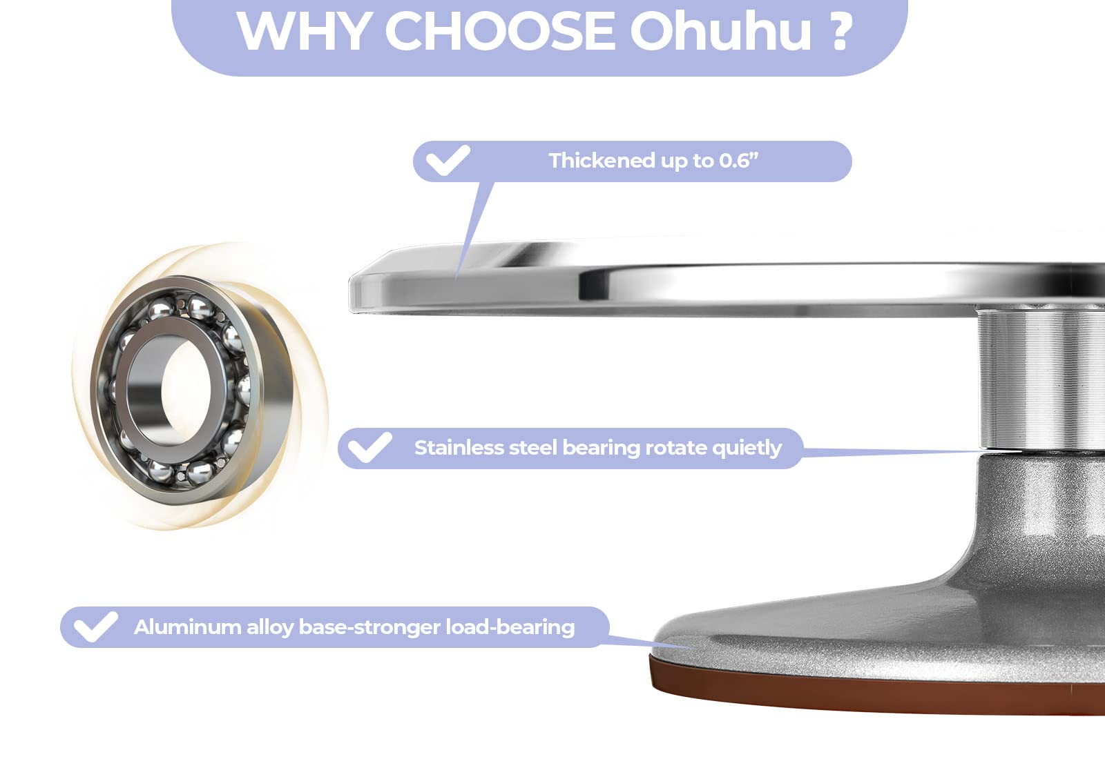 Cake Turntable, Ohuhu Aluminium 12'' Cake Decorating Kit Supplies Rotating Stand Revolving Spinner With 2 Icing Spatula 3 Comb S