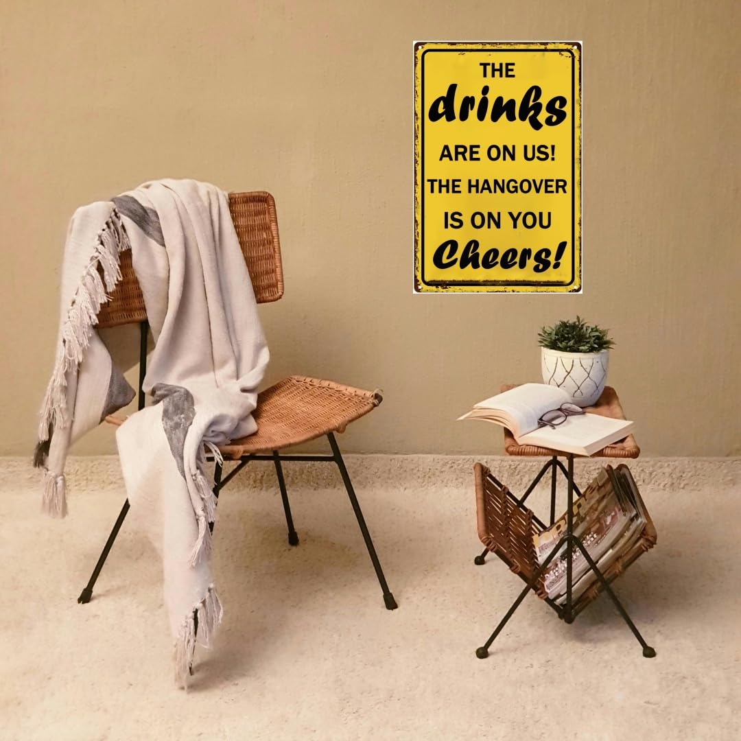 Bar Signs For Home Bar Decor And Accessories The Drinks Are On Us Cheers Funny Bar Tin Sign Bars And Pubs Decorations Home Bars