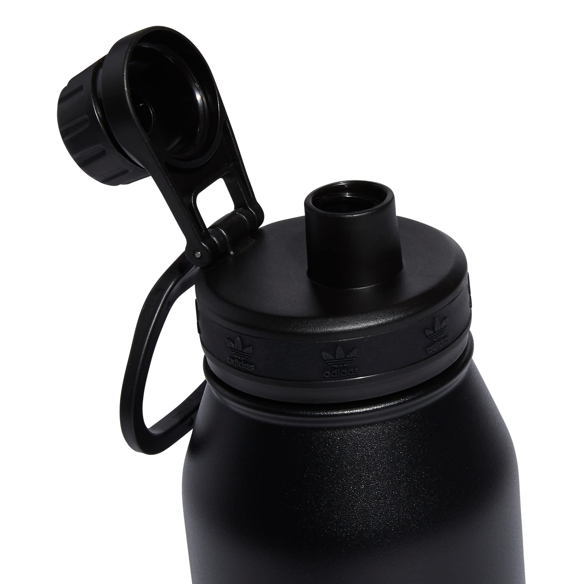 Adidas Originals 1 Liter (32 Oz) Metal Water Bottle, Hot/Cold Double-Walled Insulated 18/8 Stainless Steel, Black/White, One Siz