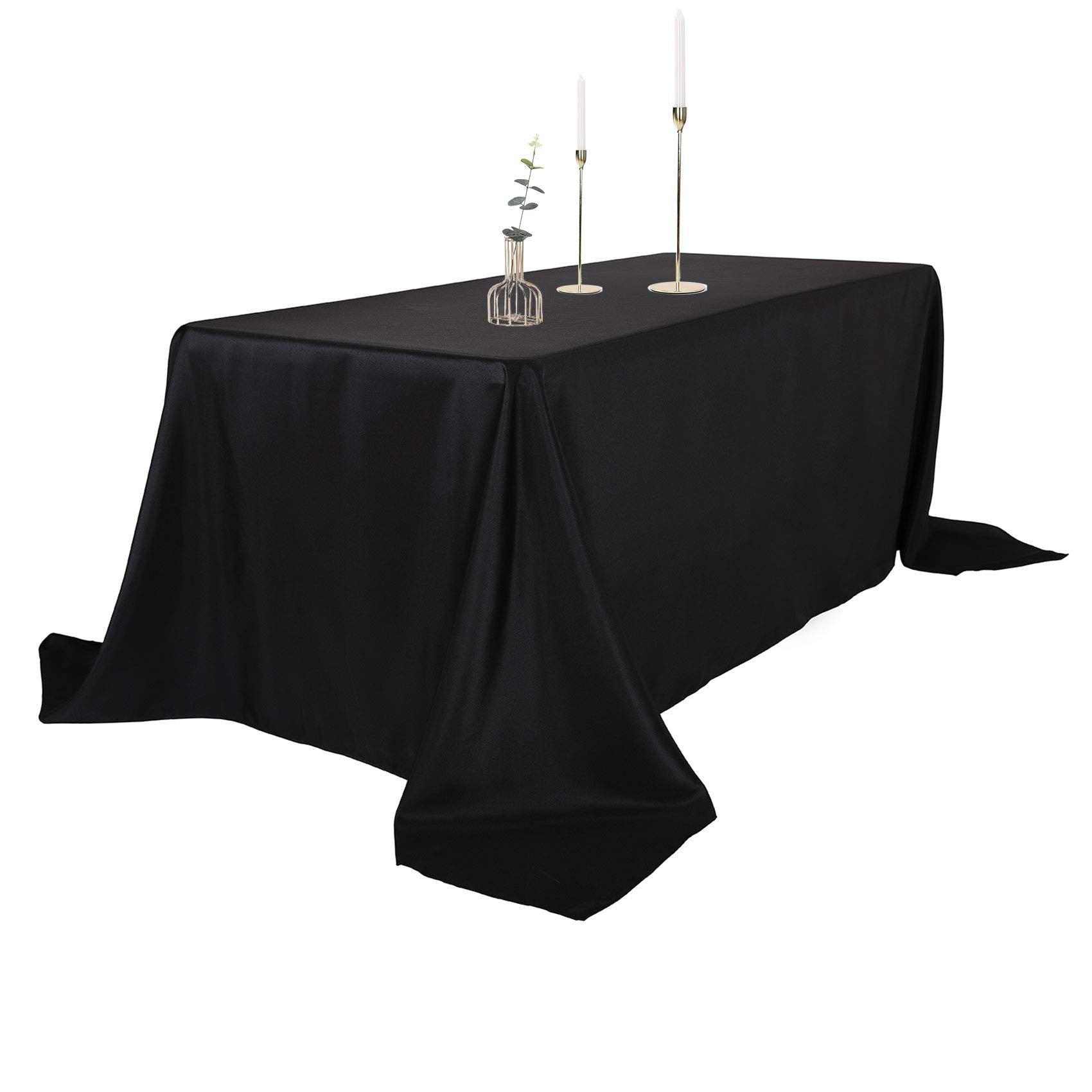 Ascoza 6Pack 90X132 Inch Black Rectangular Tablecloth 8 Feet Table Cloth In Polyester Fabric For Wedding/Banquet/Restaurant/Part