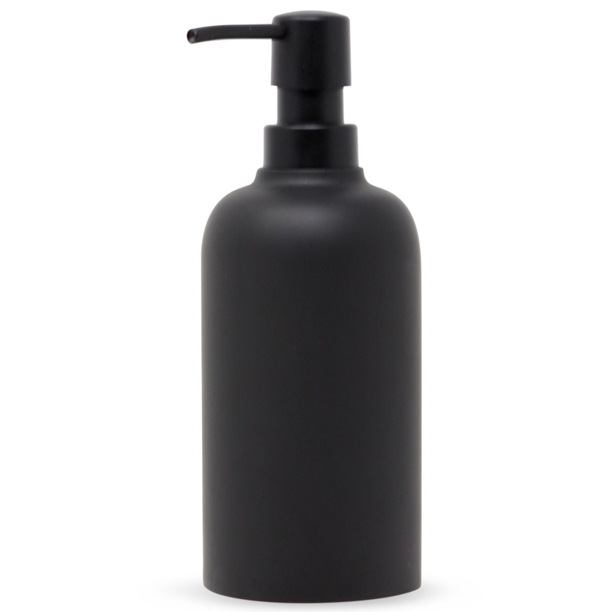 Yew Design Matte Black Soap Dispenser For Bathroom, 15Oz Round Rustproof Liquid Hand Dish Soap Dispenser Pump For Kitchen Sink,