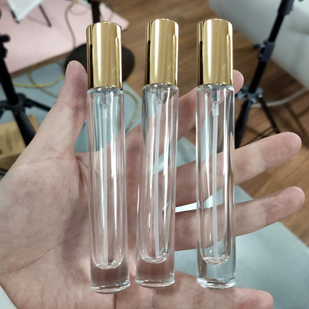 Elfenstall - Thick Glass 5Pcs 10Ml 1/3Oz Gold Spray Bottle Refill Perfume Hydrating Fragrance Fine Mist Atomizer Cosmetic Contai