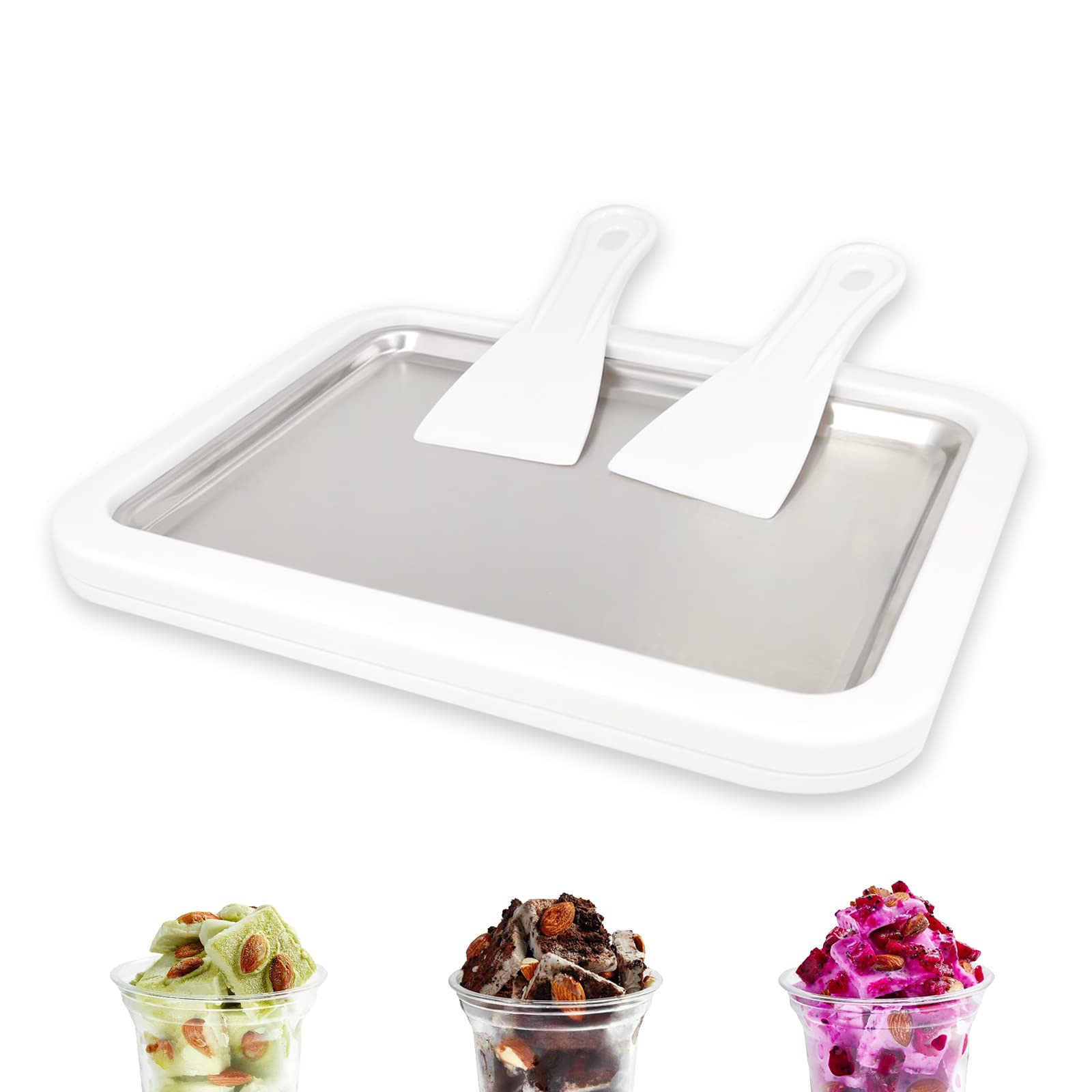 Instant Ice Cream Maker, Rolled Ice Cream Maker, Frozen Yoghurt Plate Instant Gelato Pan/Roll, Homemade DIY for Fun Parent-Child